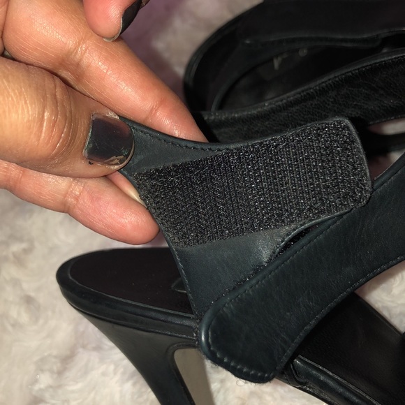 Paul green black leather heels with Velcro ankle strap size 7 - Picture 9 of 10